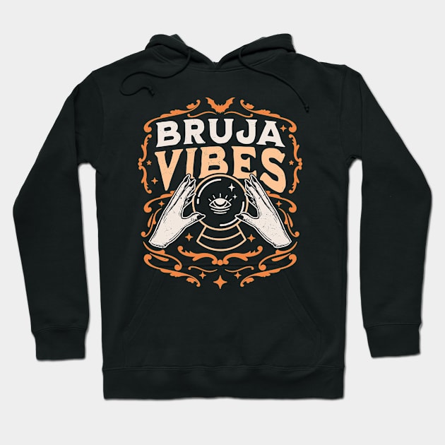 Bruja Vibes Mexican Witch Halloween Witchy Retro Vintage Hoodie by OrangeMonkeyArt